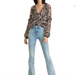 Veronica Beard “Zanita” sheer silk print blouse